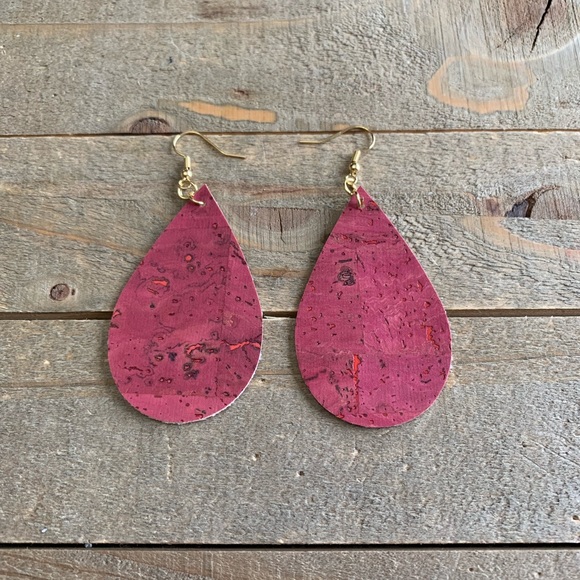 handmade Jewelry - 3 for $25 Handmade Gold & Pink Leather Earrings